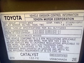 2005 TOYOTA COROLLA, GOLD, LE MODEL, 1.8L, MT     Z25205